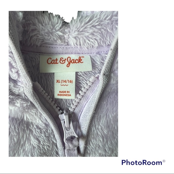 Cat & Jack Fluffy Light Purple Zip up Jacket - Picture 2 of 3